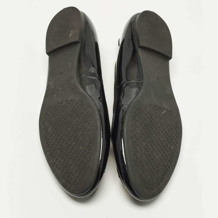 Pre Owned Tory Burch Claire Size 38 Black Patent Leather Ballet Flats