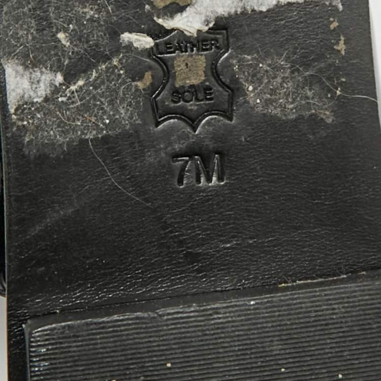 Pre Owned Tory Burch Adrien Size 37 Black Patent Leather Ankle Strap Flat Sandals