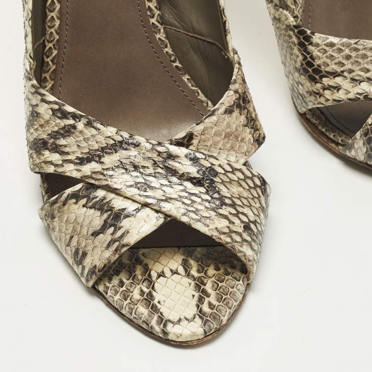 Pre Owned Tory Burch Size 39 Multicolor Snakeskin Leather Open Toe Pumps