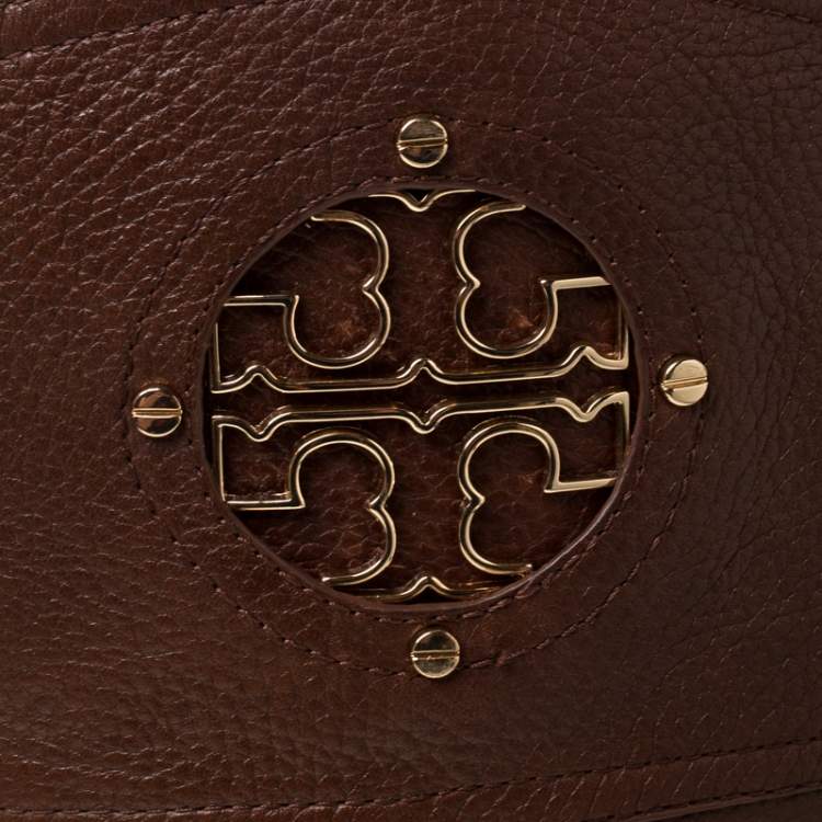Pre Owned Tory Burch Brown Leather Knee Length Boots Size 38 