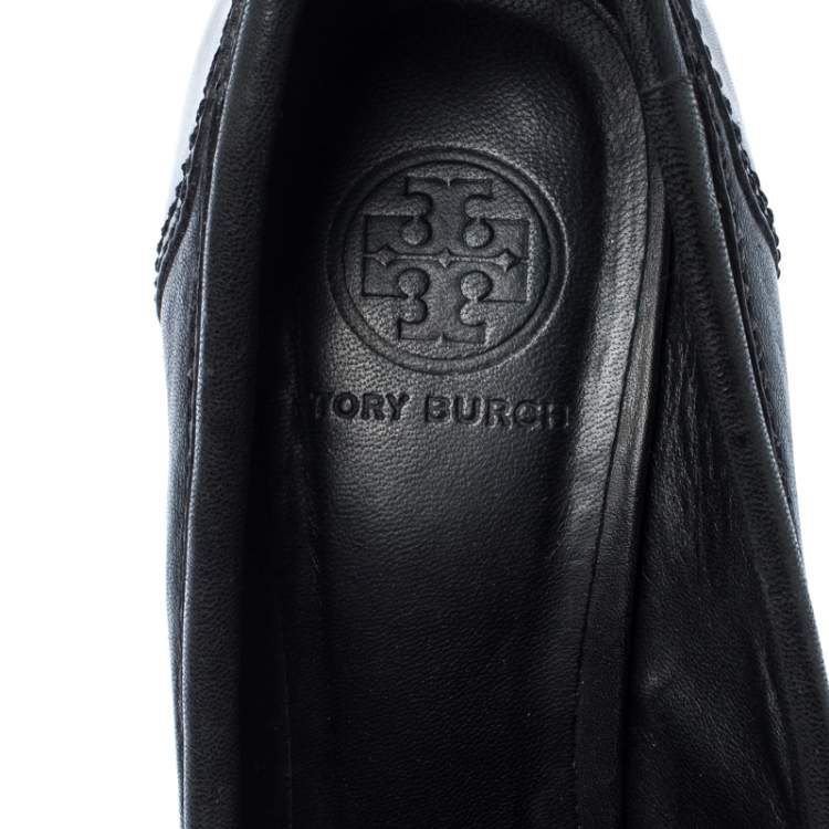Pre Owned Tory Burch Black Leather Platform Pumps Size 40.5