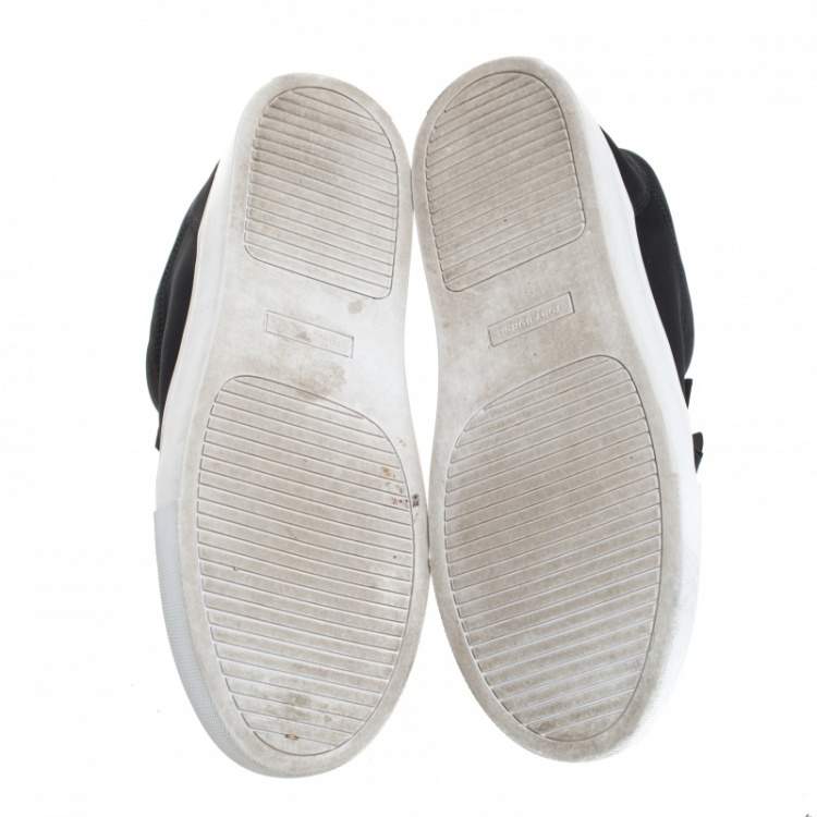 Pre Owned Tory Burch Black Neoprene And Leather Blossom Floral Applique Slip On Sneakers Size 37.5