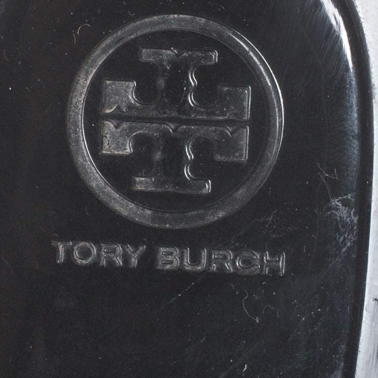 Pre Owned Tory Burch Black Jelly Flower Thong Flats Size 36