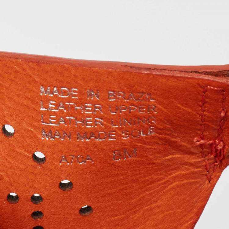 مملوكة مسبقًا Tory Burch Orange Perforated Leather Thong  Sandals Size 38.5