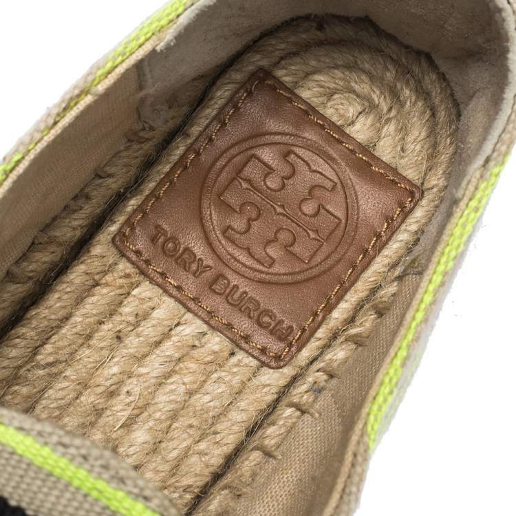 Pre Owned Tory Burch Multicolor Striped Canvas Florence Espadrille Flat Sneakers Size 36