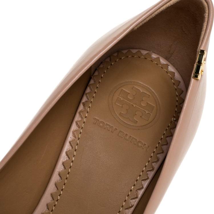 Pre Owned Tory Burch Pink Leather And Patent Cap Toe Penelope Pumps Size 36
