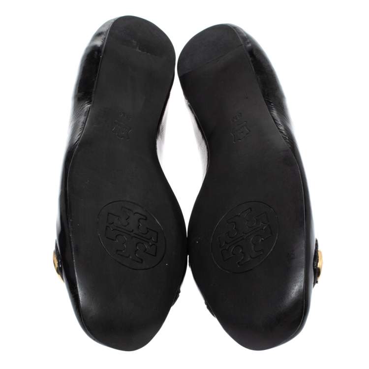 Pre Owned Tory Burch Black Patent Leather Andi Ballet Flats Size 38