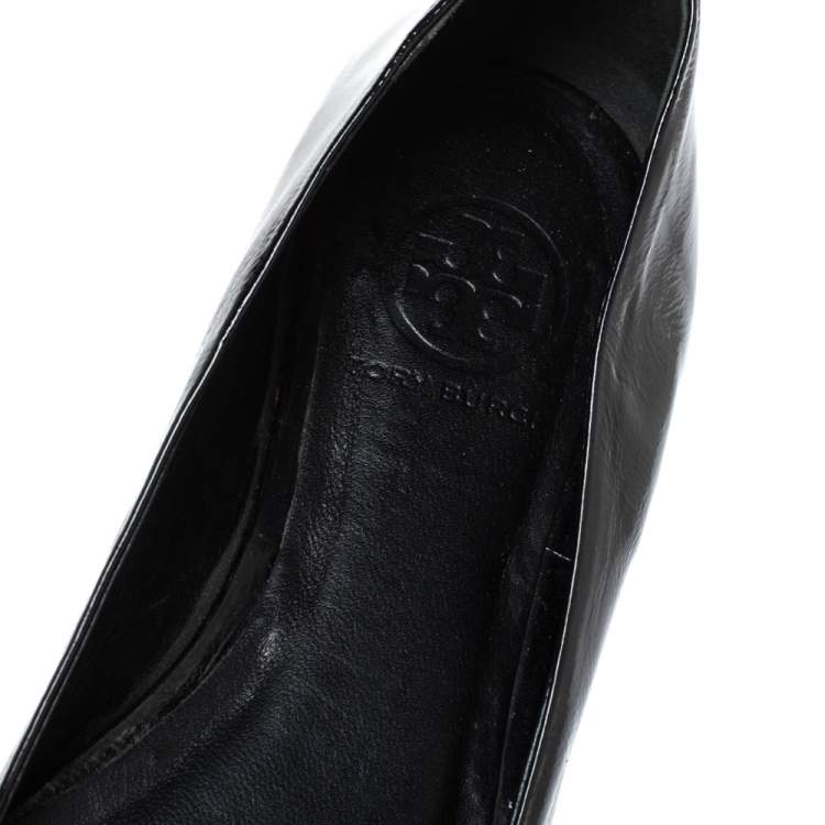 Pre Owned Tory Burch Black Patent Leather Andi Ballet Flats Size 38
