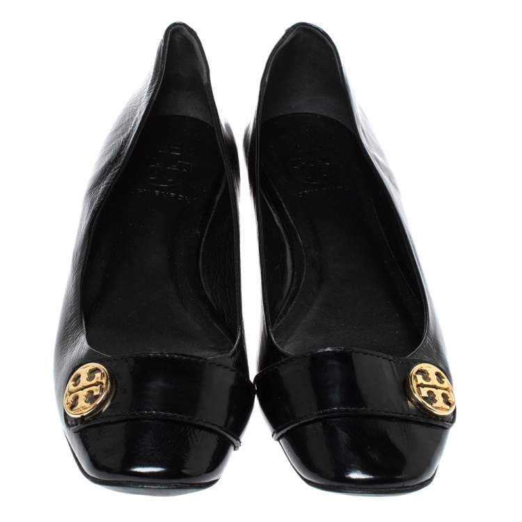 Pre Owned Tory Burch Black Patent Leather Andi Ballet Flats Size 38
