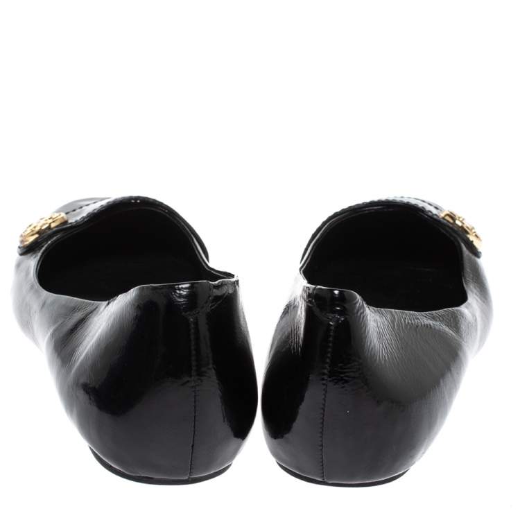 Pre Owned Tory Burch Black Patent Leather Andi Ballet Flats Size 38