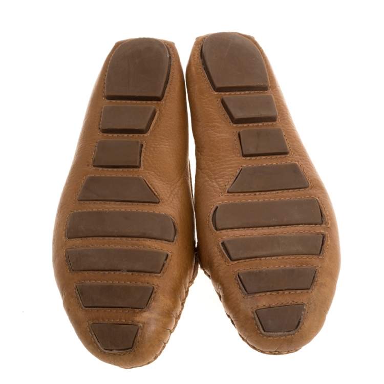 Pre Owned Tory Burch Tan Leather Lawrence Tassel And Logo Embellished Loafers Size 36.5