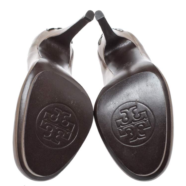 Pre Owned Tory Burch Brown Leather Pumps Size 38