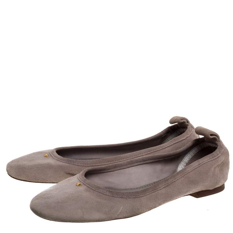 Pre Owned Tory Burch Grey Suede 'Therese' Ballet Flats Size 36.5