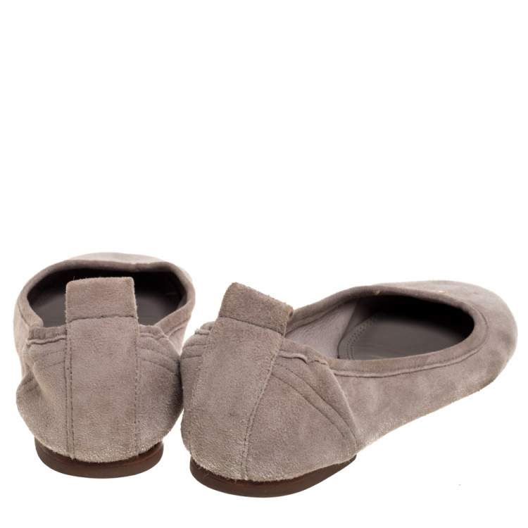 Pre Owned Tory Burch Grey Suede 'Therese' Ballet Flats Size 36.5