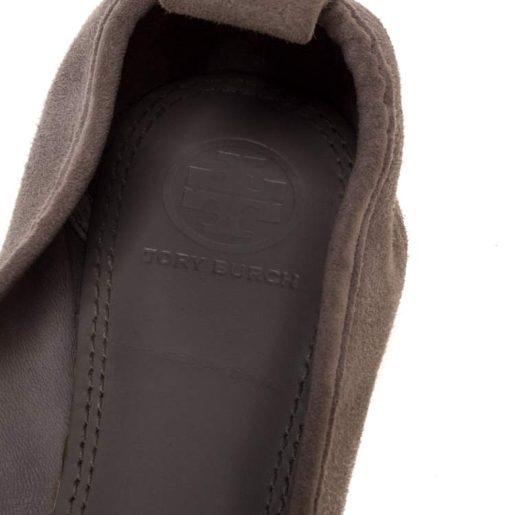 Pre Owned Tory Burch Grey Suede 'Therese' Ballet Flats Size 36.5