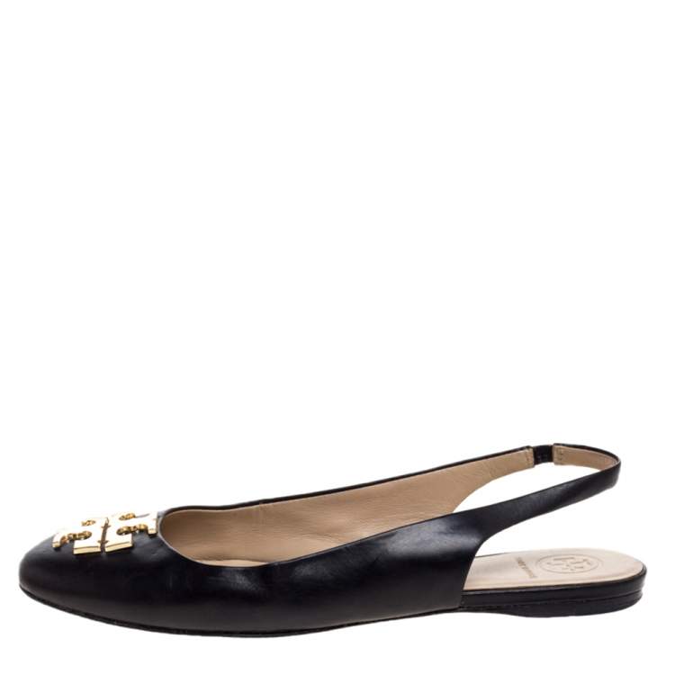 Leather slingback ballet flats - Black