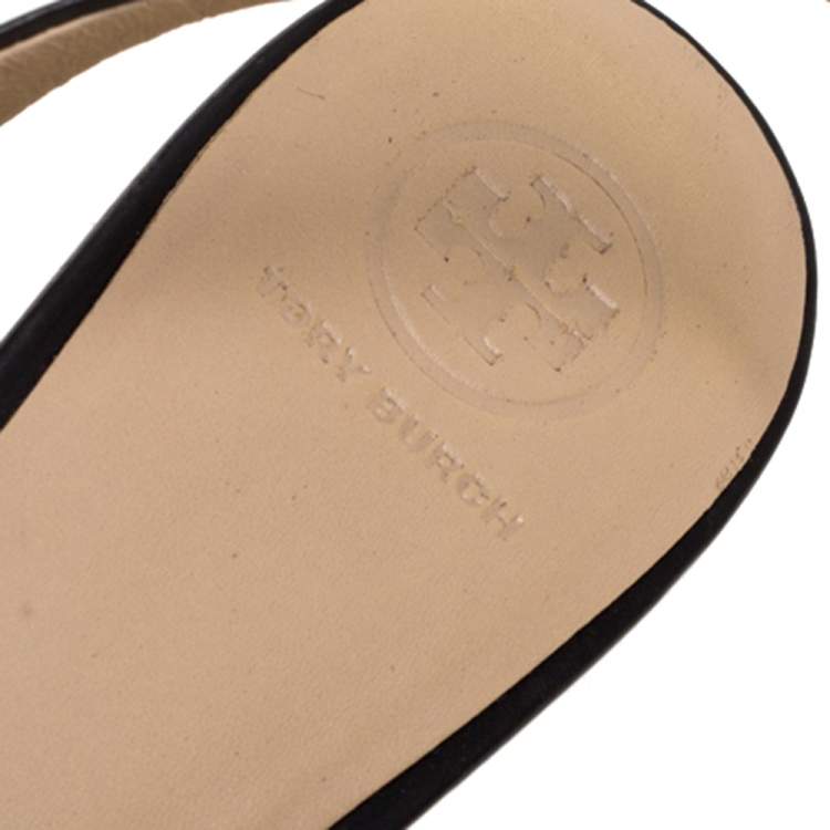 Pre Owned Tory Burch Black Leather Slingback Ballet Flat Size 37 