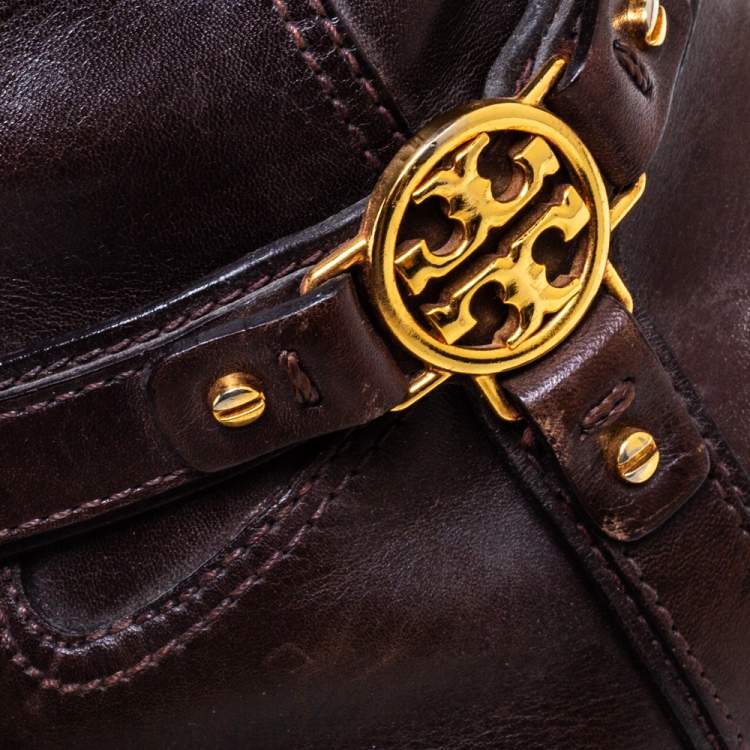 Pre Owned Tory Burch Dark Brown Leather Riding Knee High Boots Size 39