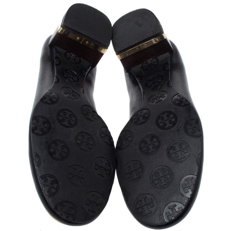 Pre Owned Tory Burch Black Leather Janey Block Heel Pumps Size 36