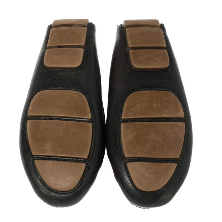Pre Owned Tory Burch Black Leather Slip on Loafers Size 38