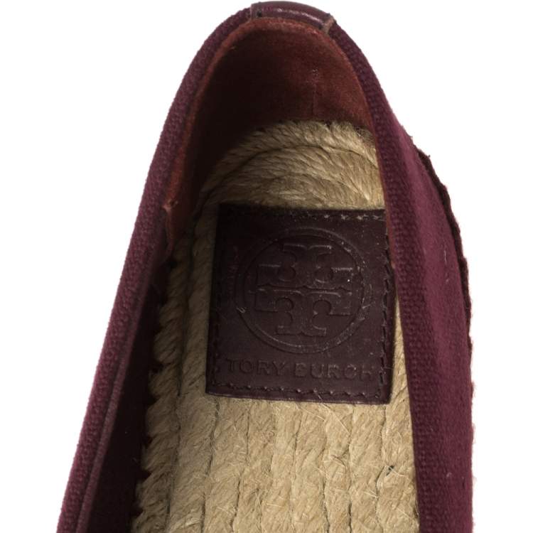 Pre Owned Tory Burch Multicolor Canvas Weston Espadrilles Flats Size 36.5