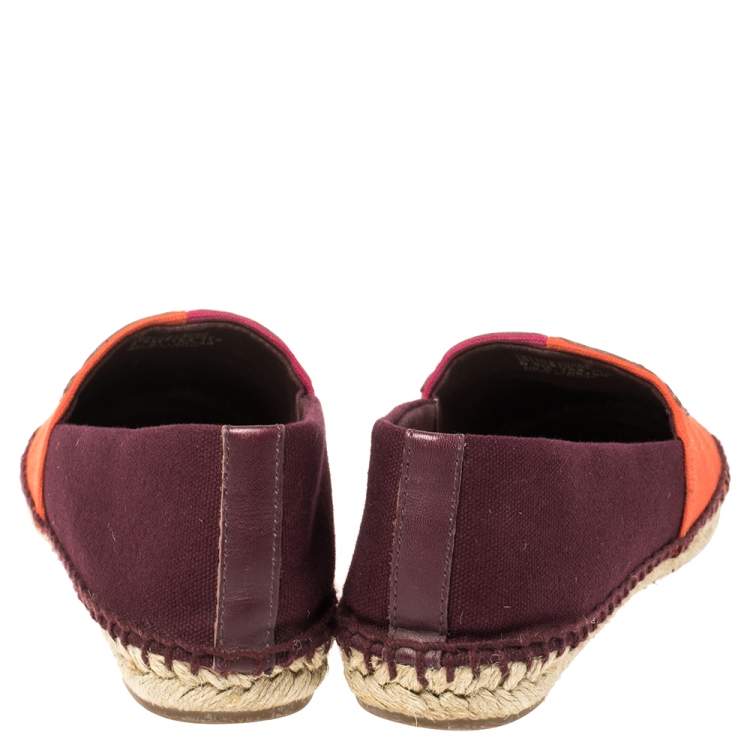 Pre Owned Tory Burch Multicolor Canvas Weston Espadrilles Flats Size 36.5