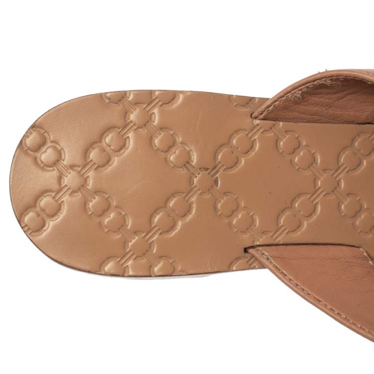 Pre Owned Tory Burch Beige Leather Monroe Thong Sandals Size 39