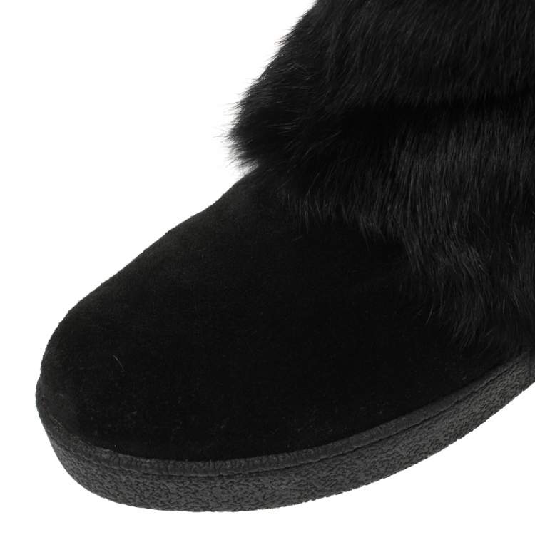 Pre Owned Tory Burch Fur and Suede Boots Size 38