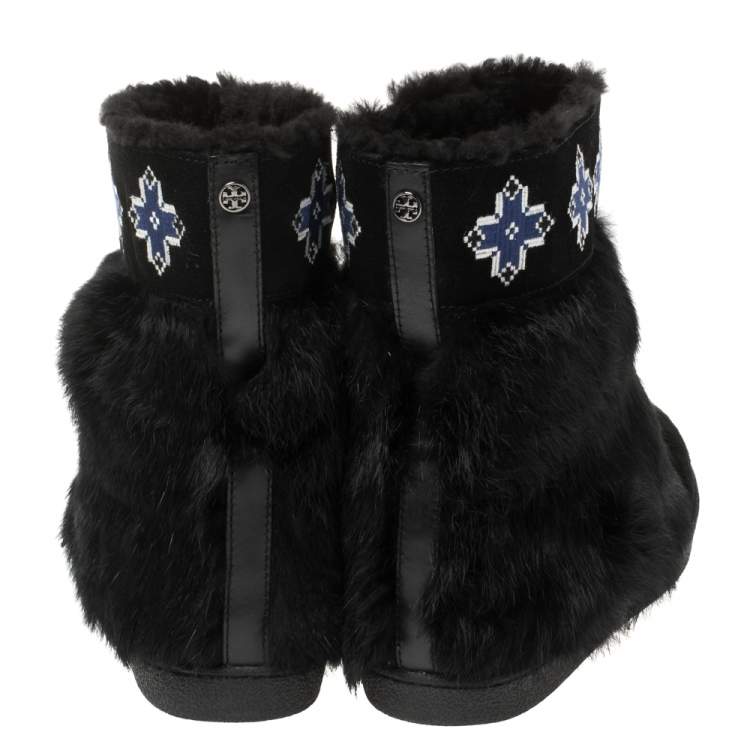Pre Owned Tory Burch Fur and Suede Boots Size 38