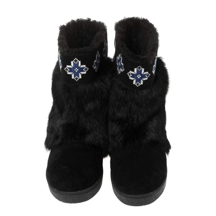 Pre Owned Tory Burch Fur and Suede Boots Size 38