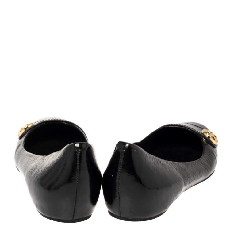 Pre Owned Tory Burch Black Patent Leather Andi Ballet Flats Size 39