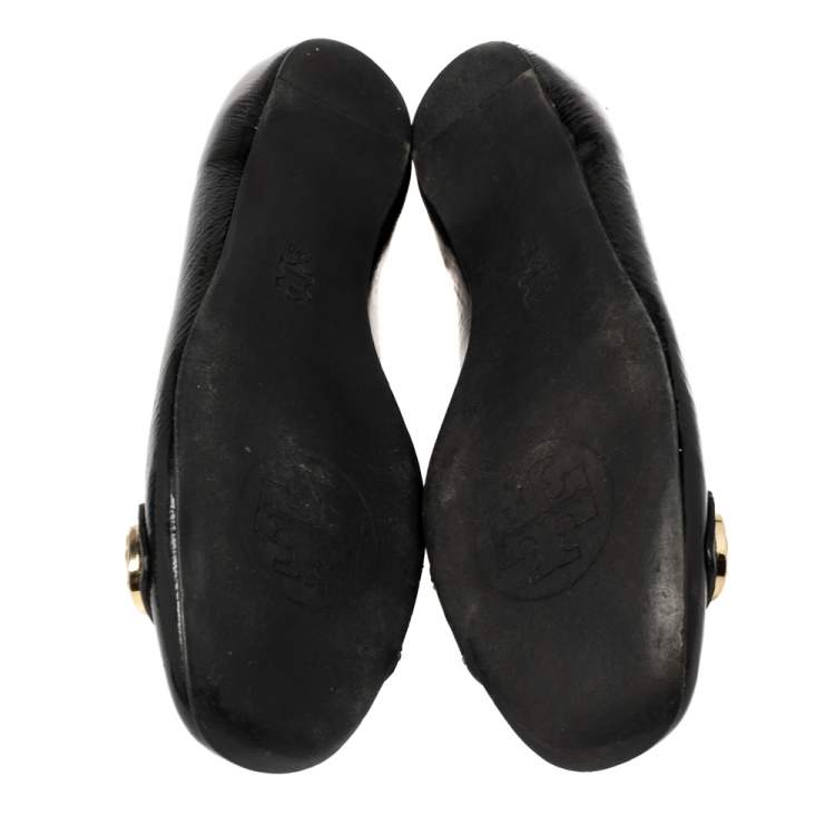 Pre Owned Tory Burch Black Patent Leather Andi Ballet Flats Size 39