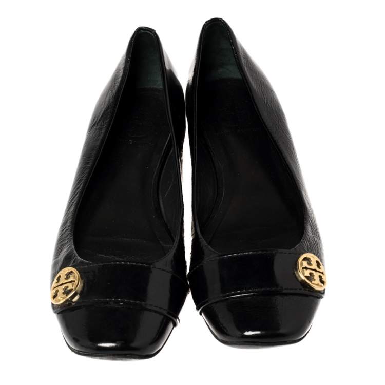 Pre Owned Tory Burch Black Patent Leather Andi Ballet Flats Size 39