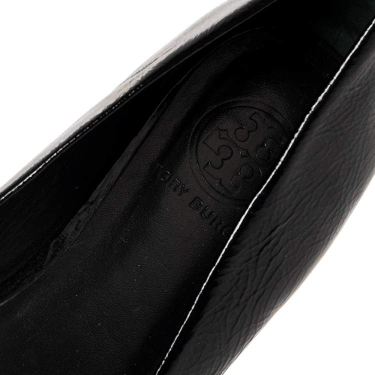 Pre Owned Tory Burch Black Patent Leather Andi Ballet Flats Size 39