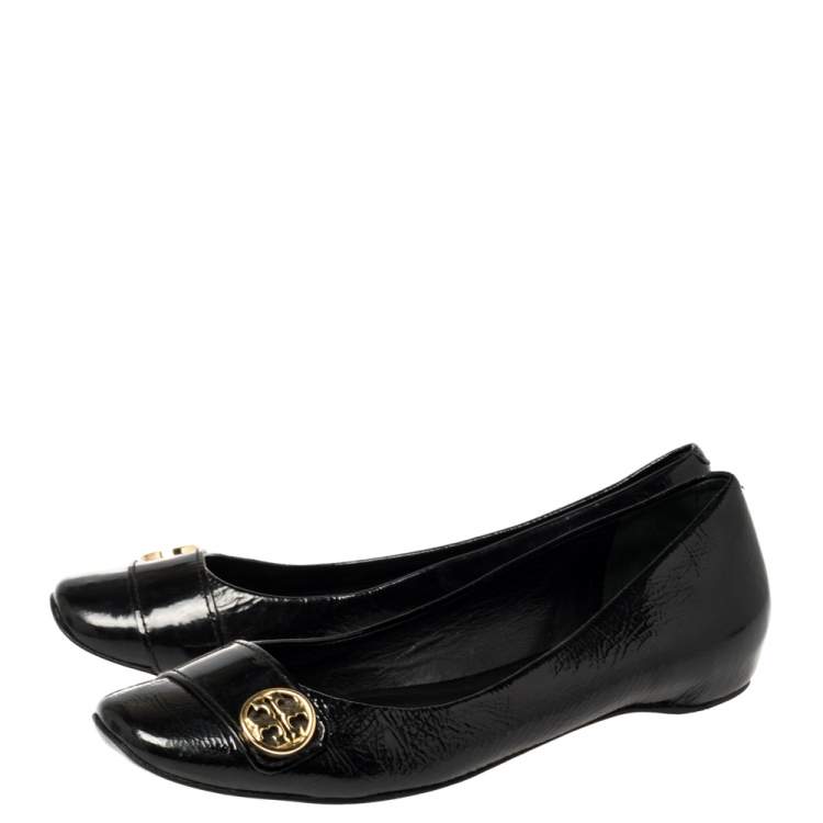 Pre Owned Tory Burch Black Patent Leather Andi Ballet Flats Size 39
