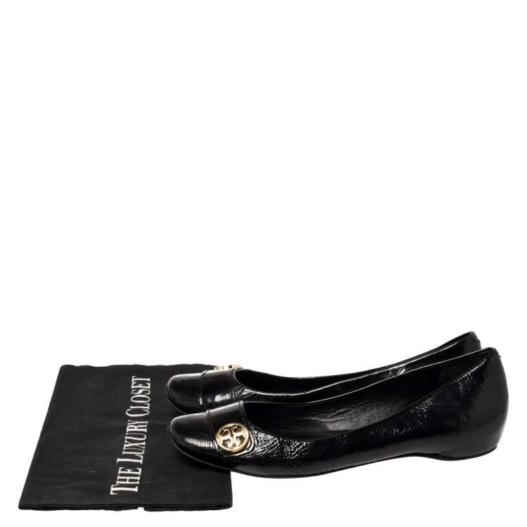 Pre Owned Tory Burch Black Patent Leather Andi Ballet Flats Size 39