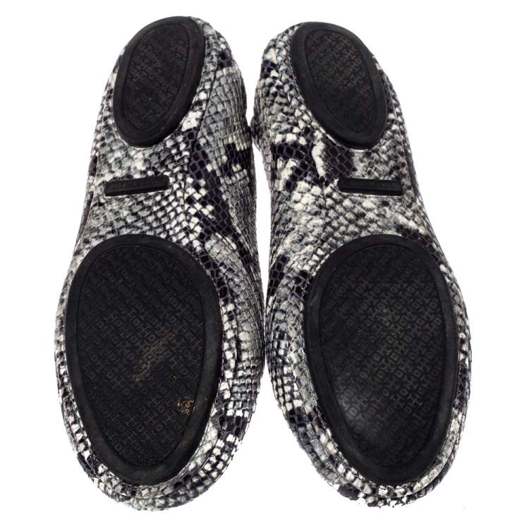 Pre Owned Tory Burch Tri Color Python Embossed Leather Minnie Flats Size 39