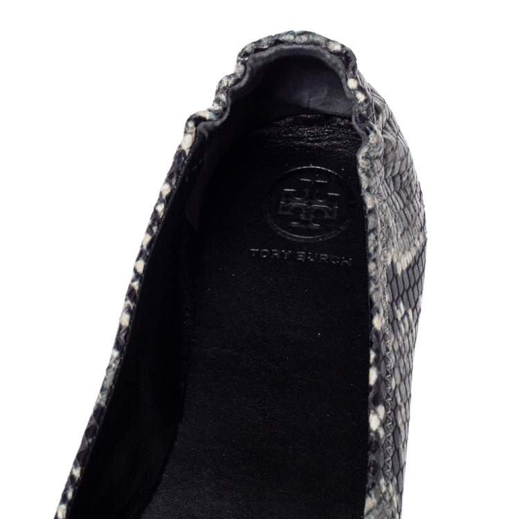 Pre Owned Tory Burch Tri Color Python Embossed Leather Minnie Flats Size 39
