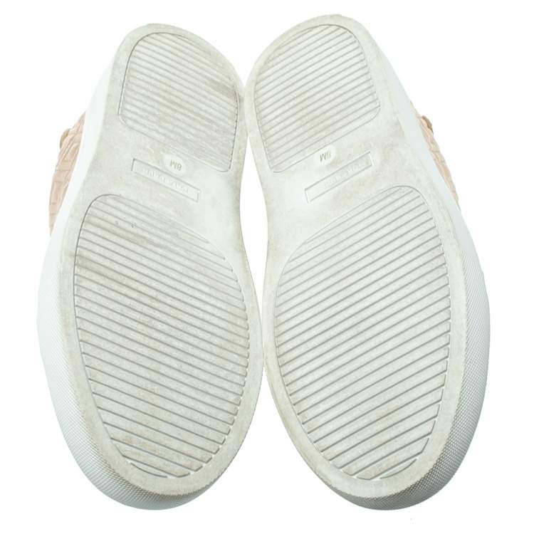 Pre Owned Tory Burch Light Gold Quilted Leather Marion Sneakers Size 38