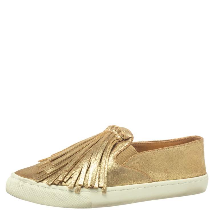 Tory Burch Gold Leather Fria Slip on Sneakers Size 38 Tory Burch | TLC