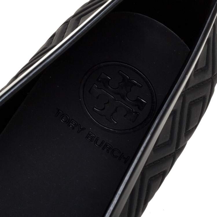 Pre Owned Tory Burch Black Jelly Blossom Ballet Flat Size 37