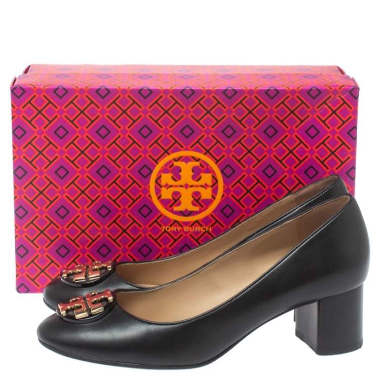 Pre Owned Tory Burch Black Leather Benton Pumps Size 37.5