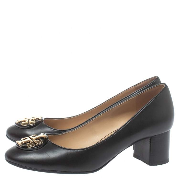 Pre Owned Tory Burch Black Leather Benton Pumps Size 37.5