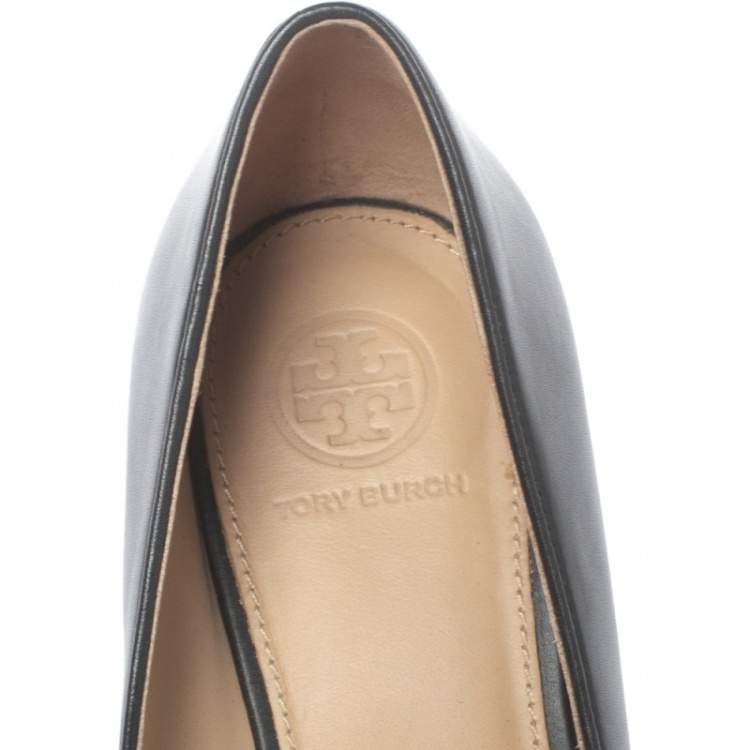 Pre Owned Tory Burch Black Leather Benton Pumps Size 37.5