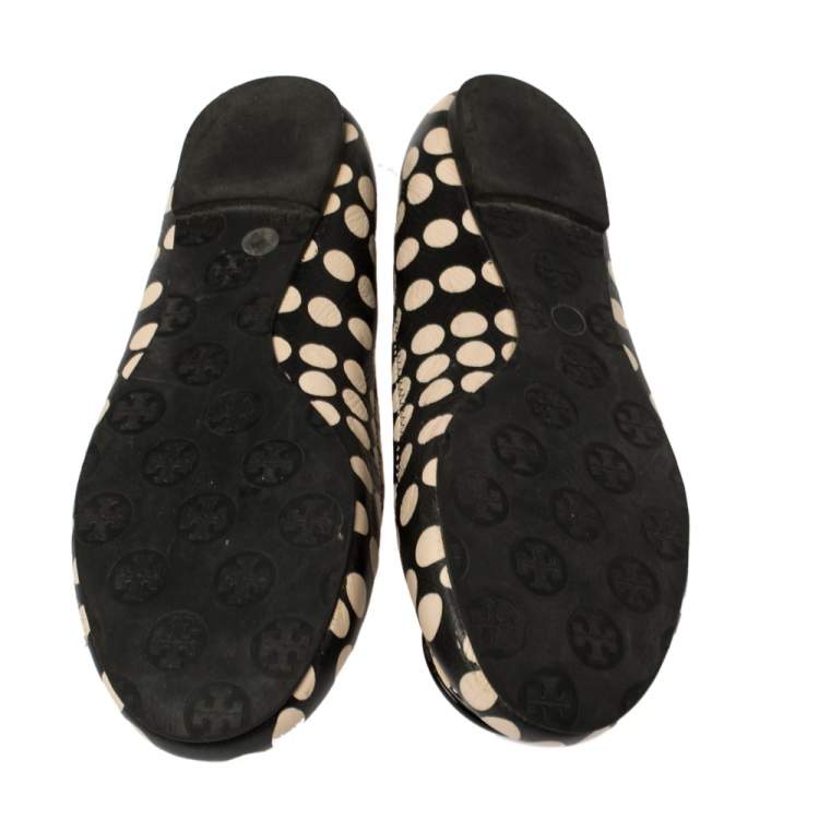 Pre Owned Tory Burch Black Leather Reva Scrunch Ballet Flats Size 39