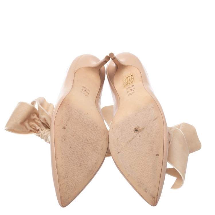 Pre Owned  Tory Burch Nude Pink Leather Clara Mule Sandals Size 39.5