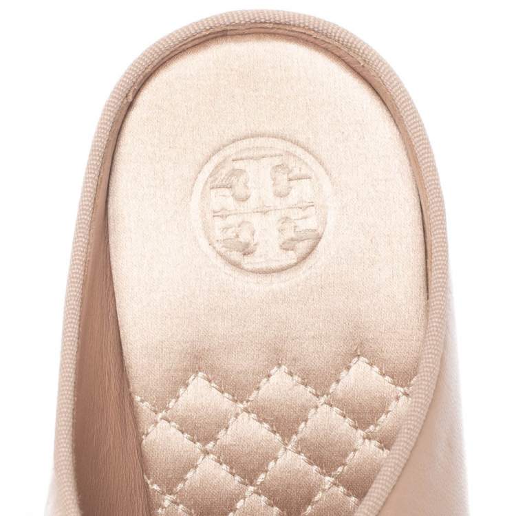 Pre Owned  Tory Burch Nude Pink Leather Clara Mule Sandals Size 39.5