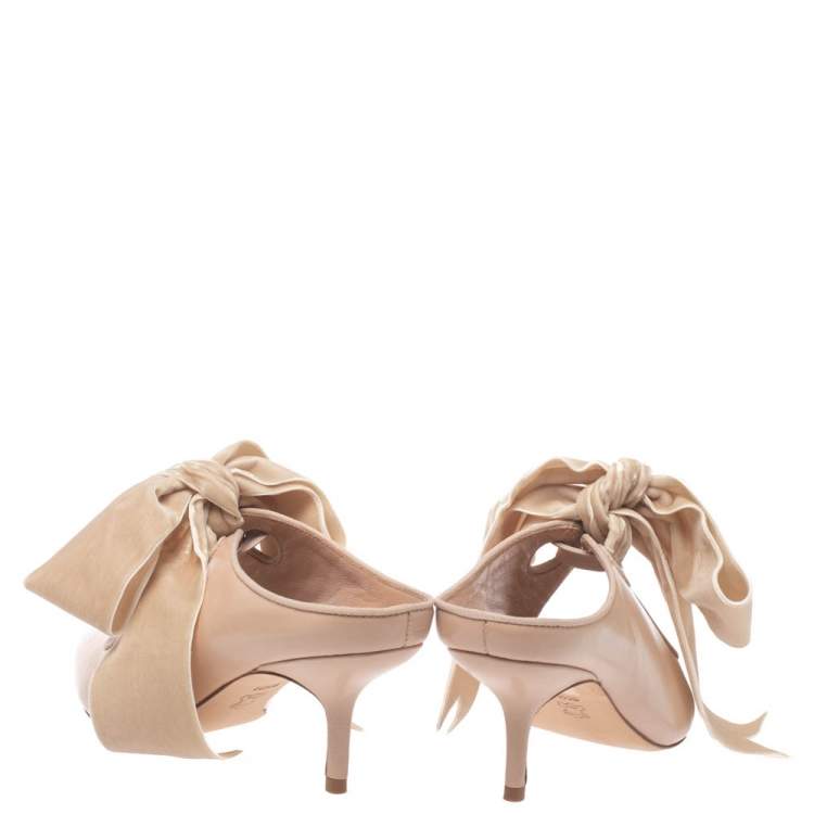 Pre Owned  Tory Burch Nude Pink Leather Clara Mule Sandals Size 39.5
