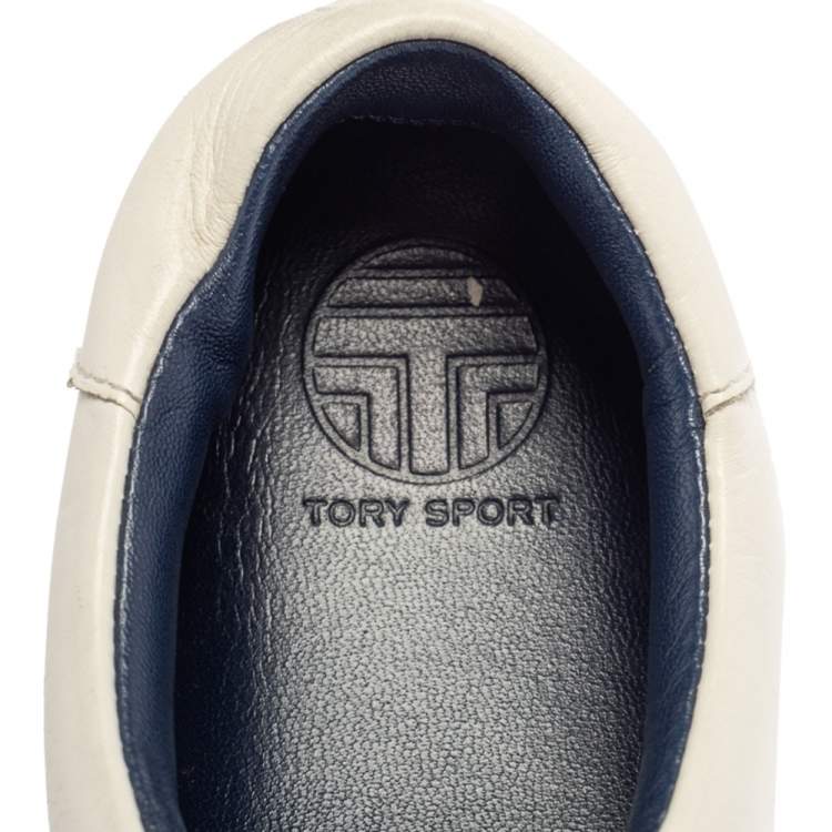 Pre Owned Tory Burch White Leather Ruffle Low Top Sneakers Size 36.5