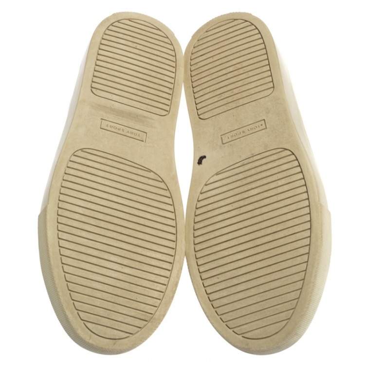 Pre Owned Tory Burch White Leather Ruffle Low Top Sneakers Size 36.5